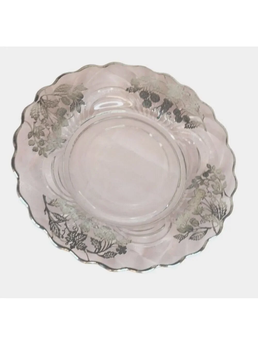 CAMBRIDGE GLASS CAPRICE Sterling Silver Overlay Woodland Berries & Leaves Design